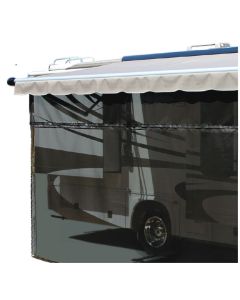 Awning Sun Block Panel; EZ ZipBlocker; For Use Along Awning Length; Removable 19 Foot Length x 9 Foot Drop; 6 Foot Panel; With 3 Foot Drop Tube Insert Which Stays In Roller Tube When Retracted; Black Polyester With Vinyl Coating
