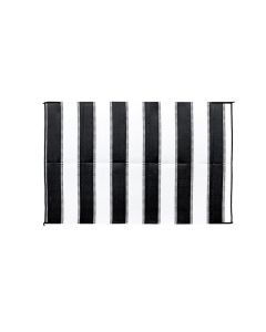 Patio Mat; 9 Foot x 6 Foot; Charcoal Stripe; Mold and Mildew Resistant Material; Reversible Fabric; Without Grommets; With Corner Tie Down Loops; Without Storage Bag
