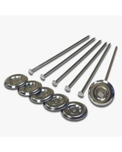 Patio Mat Anchor; Patio Rug; Clip With Hold-Down Nail; Nickel Plated Steel; Set Of 6
