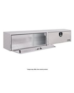 Buyers Products, Tool Box; Topsider; 2 Recessed Drop Door; Diamond Tread; Raw; Aluminum; 90 Inch Length x 18 Inch Width x 16 Inch Height