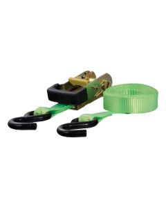 Curt, RATCHET STRAP 3300/1100 16FT X 1IN LIME GREEN W/RUBBER COATED S-HOOKS
