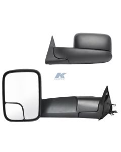 K-Source, Exterior Towing Mirror; 98-02 DODGE RAM 1500/ 2500/ 3500 PAIR MANUAL OE MIRROR BLACK TOWING PKG, FLIP OUT HEAD W/ BLIND SPOT
