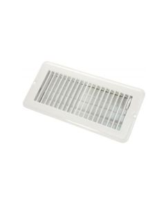 4" x 10" Metal Floor Register, Dampered, White