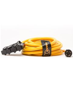 Firman, Power Cord; Power Supply Cord; 30 Amp; 25 Foot Length; 10 Gauge; Yellow/ Black; 30 Amp Plug To 4 x 5-20R 125 Volt 20 Amp Receptacle;