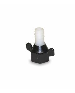 SHURflo, Fresh Water Hose End Fitting; 1/2 Inch-14 Female NPT Inlet; 3/4 Inch Barb Outlet; Straight; Wingnut Swivel