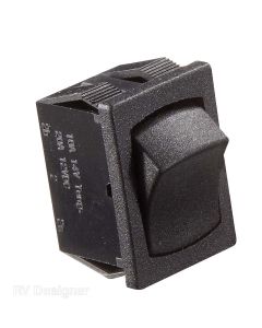 Black Rocker Switch, 10 A, On/Off - SPST - Cut-Out .508" x .756"
