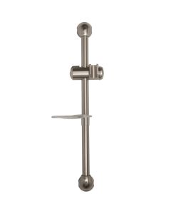 Shower Head Slide Bar; Brushed Satin Nickel Plated; Brass And Plastic; With Wall Bracket/ Shower Slider/ Clear Acrylic Soap Dish
