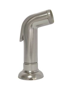 Faucet Sprayer; Side Mount; Fits 3/4 Inch To 1-3/4 Inch Countertop Holes; 2 Inch Shank Height; Brushed Satin Nickel Plated; ABS Plastic; With Hose And 1/4 Inch-18 NPS Connection
