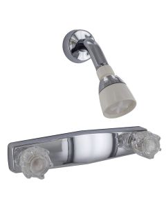 SHOWER VALVE, SHOWER HEAD KIT, 8IN, 2 KNOB, PLASTIC/BRASS, CHROME
