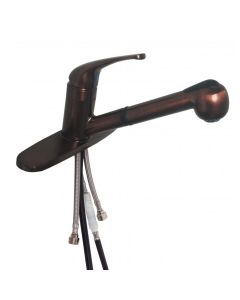 Faucet-8" Metal Kitchen W/ Pull-Out Spout W/ Lever Hdl & Deck Plate Oil Rub Bronze

