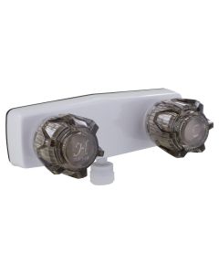 Shower Valve W/ Vac Brkr, 4, 2 Smoke Knobs, Plastic, White, Box