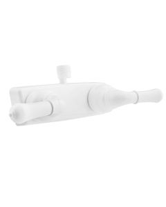 Shower Control Valve; Classical Series; 2 Valve; Single Piece Wall Mount; Washerless Cartridge Valve; 4 Inch Center Distance; 2 Hole Application; Lever Classical Handle; White; Plastic; With Vacuum Breaker Hose Connection
