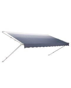 Awning; 8500 ™; Patio Awning; Manual; 18 Foot Length x 8 Foot Extension; Azure; Vinyl; Polar White Vinyl Weathershield; Polar White Castings; Hardware Must Be Purchased Separately; Carton Packaging
