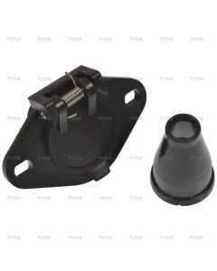 Pollak, Trailer Wiring Connector; 6-Way Round Socket; With Rubber Boot