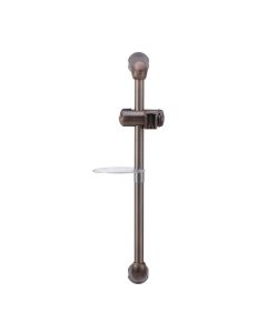Shower Head Slide Bar; Oil Rubbed Bronze Coated; Brass And Plastic; With Wall Bracket/ Shower Slider/ Clear Acrylic Soap Dish
