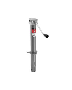Trailer Tongue Jack; Manual A-Frame Round Sidewind Swivel Jack; 5000 Pound Lift Capacity; 15 Inch Travel; 8.6 Inch Retracted X 23.6 Inch Extended Height; 12-3/4 Inch Clearance; Weld-On/ Bolt-On Bracket Mount; Painted Grey Outer/ Inner Tube; With Bracket
