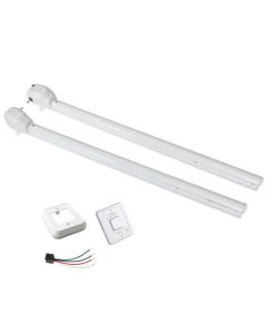 Awning Arm; Solera XL; For XL Patio Awnings; Fixed Pitch; Powered With Standard Head; 78 Inch From Awning Rail Down; White; With 2 Arms/ Switch and Wiring Harness/ Fasteners; Full Set
