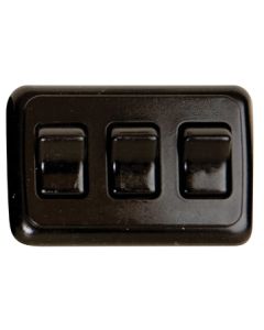 Multi Purpose Switch; Diamond Group; For Most Of The Low Profile On/Off Appliance Application; Single Pole Single Throw; 125 Volt AC; 16 Amp; 3 Rocker; 1.84 Inch Width x 4.2 Inch Height Cut-Out; Non-Lighted; Black; Black Panel; 1 Per Card
