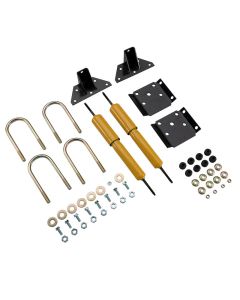 Shock Absorber; Gas Charged; 13.5 Inch Extended Length/ 8.625 Inch Compressed Length; Bolt On; For 3 Inch Axle Tube; 5200 To 8000 Pound Axle Capacity; Without Shock Boots; Yellow; With Upper and Lower Mounts/ Hardware and 2 Shocks
