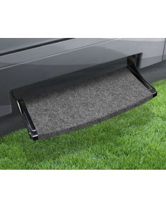Entry Step Rug; Outrigger ® Radius XT; Fits Curved RV Steps; 22 Inch Width; Castle Gray; Micro-Ribbed Textured; With Springs And Hook And Loop Fastening Strips Fitting Manual And Electric Steps 8 Inch To 10 Inch Deep
