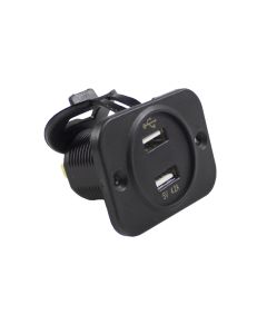 USB Hub; With Dual USB - 5 Volt 2.1 AMP Ports/ Weatherproof Cover/ Panel and Hardware; With 5-30 DC Volts Voltmeter; Round
