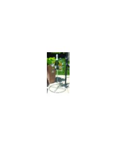 Elegant Drink Holder for Backyard, Deck or Patio.
Holds 1 standard or magnum size wine bottle, 2 stem wine glasses and 2 mugs, bottles or cans

Chrome plated finish

22" H x 17" Dia