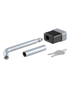 Trailer Hitch Pin; Bent Pin; 1/2 Inch Diameter; Fits 1-1/4 Inch Receiver and 2 Inch Receiver (When The Included 5/8 Inch Adapter Sleeve Is Used); With Dust Cap; With 2 Keys
