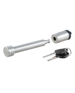 Trailer Hitch Pin; Barbell; 5/8 Inch Diameter; Fits 2 and 2-1/2 Inch Receiver; Locking; With Dust Cap; Stainless Steel
