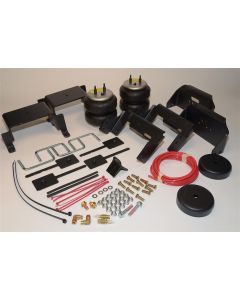 Helper Spring Kit; Ride-Rite ™; Air Spring; Frame Mount; Up to 5000 Pound Leveling Capacity; Adjustable from 5 to 100 PSI; Rubber; Includes Air Springs/Brackets/Air Line/Hardware; Air Compressor Sold Separately
