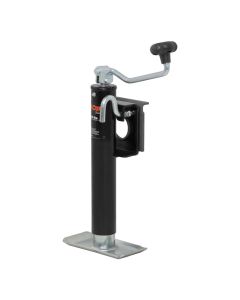 Trailer Tongue Jack; Manual Topwind Jack; 2000 Pound Capacity; 10 Inch Travel; Weld-On; Black; With Swivel Bracket/ Claw Handle and Foot Plate
