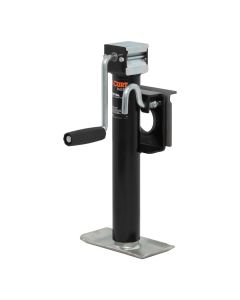 Trailer Tongue Jack; Manual Sidewind Jack; 2000 Pound Capacity; 10 Inch Travel; Weld-On Swivel Bracket Mount; Black; With Handle and Foot Plate
