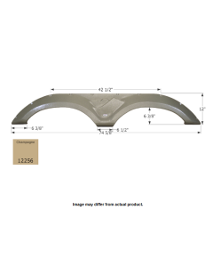 Fender Skirt; Tandem Axle; Fits Keystone Brands Including Montana Mountaineer; 74-5/8 Inch Length x 12 Inch Height; Champagne; ABS Plastic; Tandem; Single; Use Measurements To Determine Proper Fitment Before Ordering
