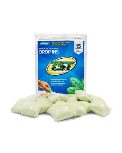 Waste Holding Tank Treatment; TST ™; Chemical Treatment Used To Break Down Waste and Tissue; Without Formaldehyde; With Deodorant; Original Scent; Treats 40 Gallon Holding Tank; Drop-INS ™ Individual Dose Pouches; Bag of 15 Treatments
