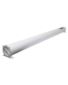 Sewer Hose Storage Carrier; EZ Hose; Fixed; Round Tube; Round Hatch; 64 Inch Length; White; Plastic; With Mounting Brackets/ Interlocking Cap With Strap; Boxed
