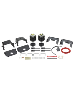 Helper Spring Kit; Ride-Rite ™; Air Spring; Frame Mount; Up to 5000 Pound Leveling Capacity; Adjustable from 5 to 100 PSI; Rubber; Includes Air Springs/Brackets/Air Line/Hardware; Air Compressor Sold Separately
