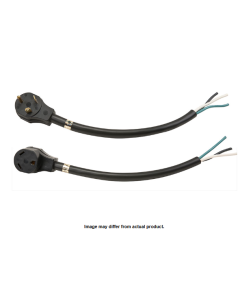 Power Cord; Surge Guard ®; Power Supply Cord; 30 Amps; 18 Inch Length; 3 Prong Female End And End For Hard Wiring; 10/3 Gauge 3 Wire; Not UL Approved; Black; PVC Jacket; With T Pull Handle
