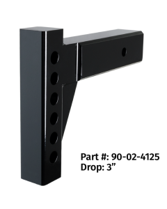 Weight Distribution Hitch Shank; 2-1/2 Inch Square; 12 Inch Shank; 12 Inch Overall Length; 7 Inch Rise; 3 Inch Drop; 6 Mounting Holes; 16000 Pound Gross Trailer Weight Max
