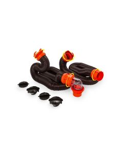 Sewer Hose; RhinoFLEX ™; 20 Foot Length; 23 Mils Polyolefin Reinforced With Steel Wire; Black Hose; With Swivel Lug and Swivel Bayonet Fittings/ Translucent Elbow With 4-In-1 Fitting
