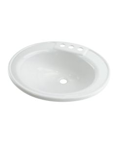 Sink; Better Bath; Oval Lavatory; 19-3/4 Inch x 16-5/8 Inch; Drop In/ Surface Mount; White; ABS
