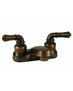 Faucet; Ultra Line; Used For Lavatory; Single Piece 4 Inch Deck-Mount; 2 Teapot Handle; Oil Rub Bronze Coated/ Plastic
