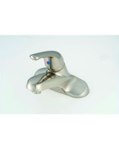 Faucet; Used For Lavatory; Single Piece 4 Inch Deck Mount; Single Lever Blade Handle; Brushed Nickel
