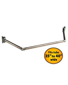 Shower Curtain Rod; Extend A Shower; Fits 35 Inch To 42 Inch Wide RV Shower; 43.05 Inch Length; Pivoting Shower Extender Gives 30 Percent More Shower Space; Satin; With Pivoting Rod/ Self Tapping Screws
