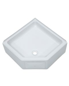 Shower Pan; Better Bath; Corner; 27 Inch x 27 Inch; With 10 Inch Threshold and Access Panel; Center Drain; White; ABS
