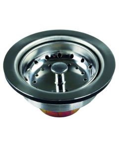 Sink Strainer; Fits Any 3-1/2 Inch To 4 Inch Sink Opening; Stainless Steel; With Rubber Washer/ Locknut/ Push-In Basket
