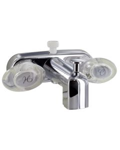 Tub Div Faucet W/ D-Spud, 4, 2 Lever, 1/4 Turn, Plastic, Chrome, Box
