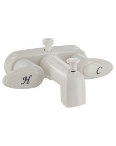 TUB DIV FAUCET W/ D-SPUD, 4IN, 2 LEVER, 1/4 TURN, PLASTIC, WHITE