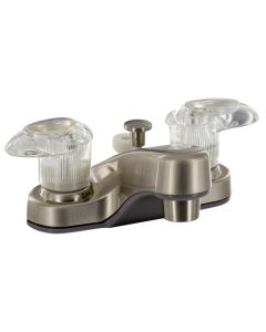 Bathroom Diverter Faucet, 4, 2 Lever, 1/4 Turn, Plastic, Brushed Nickel, Box
