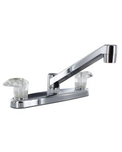 Kitchen Faucet, 8, 2 Lever, 1/4 Turn, Plastic, Chrome, Box
