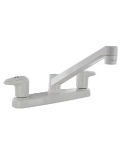 KITCHEN FAUCET, 8IN, 2 LEVER, 1/4 TURN, PLASTIC, WHITE