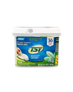 Waste Holding Tank Treatment; TST ™; Chemical Treatment Used To Break Down Waste and Tissue; Without Formaldehyde; With Deodorant; Original Scent; Lubricates Sensors; Treats 40 Gallon Holding Tank; Drop-INS ™ Individual Dose Pouches; Bucket of 30 Treatmen